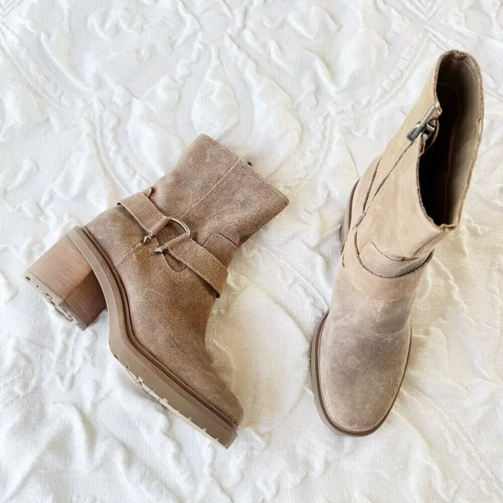 Dolce Vita Camros Buckled Moto Ankle Boots Size 6.5 New